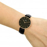 Buy Shop Daniel Wellington Petite Sheffield Black Dial Black Leather Strap Watch For Women - DW00100168 USA Online