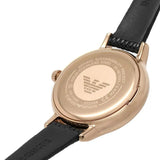 Buy Shop Emporio Armani Cleo Three-Hand Mother of Pearl Dial Black Leather Strap Watch For Women - AR11485 USA Online