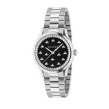 Gucci G Timeless Quartz Black Dial Silver Steel Strap Watch for Women - YA1265034