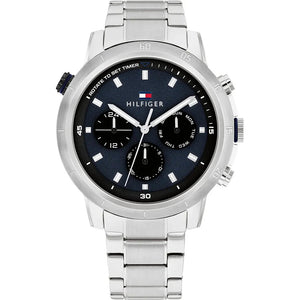 Buy Shop Tommy Hilfiger Troy Chronograph Blue Dial Silver Steel Strap Watch For Men - 1792104 USA Online