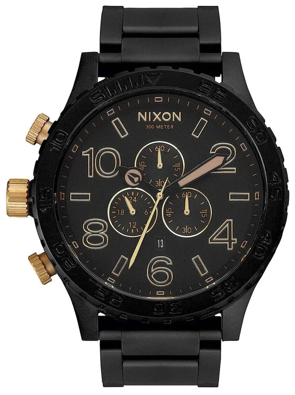 Nixon 51-30 Chronograph Black Dial Black Steel Strap Watch for Men - A083-1041
