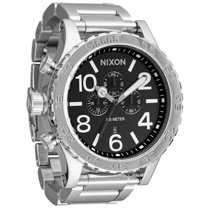 Nixon 51-30 Chrono Black Dial Silver Steel Strap Watch for Men - A083-000