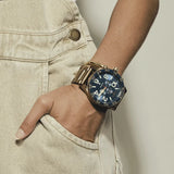 Nixon 51-30 Chrono Blue Dial Gold Steel Strap Watch for Men - A083-2735