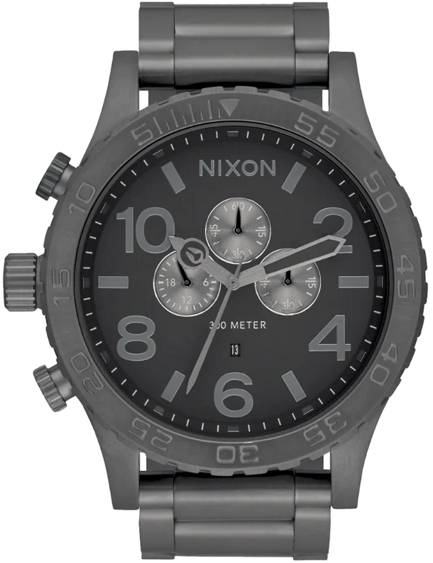 Nixon 51-30 Chrono Gunmetal Dial Gunmetal Steel Strap Watch for Men - A083-632