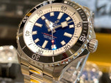 Breitling Superocean Automatic 44mm Blue Dial Silver Steel Strap Watch for Men - A17376211C1A1