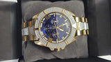 Bulova Crystal Collection Blue Dial Gold Steel Strap Watch for Men - 98C128