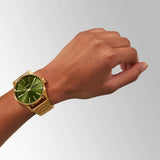 Nixon Sentry Green Dial Gold Steel Strap Watch for Men - A356-1919