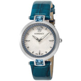 Buy Shop Versace Olympo Gleam White Dial Green Leather Strap Watch for Women - VAN020016 USA Online