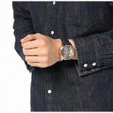 Buy Shop Fossil Townsman Twist Skeleton Blue Dial Blue Leather Strap Watch for Men - ME1138 USA Online