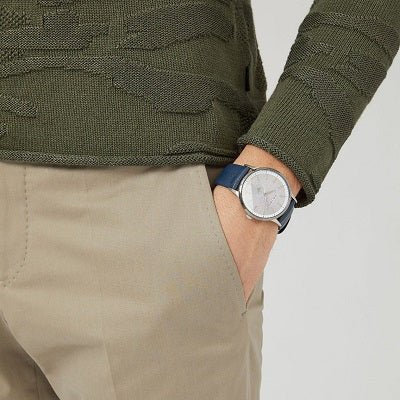 Buy Shop Emporio Armani Renato White DIal Blue Leather Strap Watch For Men - AR11119 USA Online