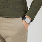 Buy Shop Emporio Armani Renato White DIal Blue Leather Strap Watch For Men - AR11119 USA Online