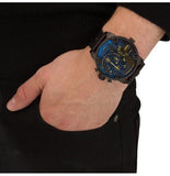 Buy Shop Diesel Little Daddy Blue Dial Black Leather Strap Watch For Men - DZ7257 USA Online