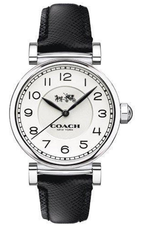 Buy Shop Coach Madison White Dial Black Leather Strap Watch for Women - 14502406 USA Online