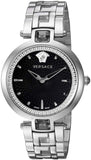Buy Shop Versace Crystal Gleam Guilloche Black Dial Silver Steel Strap Watch for Women - VAN030016 USA Online