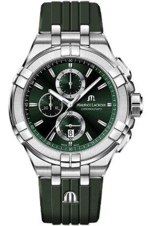 Buy Shop Maurice Lacroix Aikon Chronograph Green Dial Green Rubber Strap Watch for Men - AI1018-SS000-630-5 USA Online