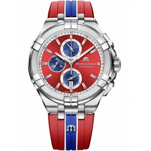Buy Shop Maurice Lacroix Aikon Beach Volley Vikings Limited Edition Red Dial Red Rubber Strap Watch for Men - AI1018-SS001-530-6 USA Online
