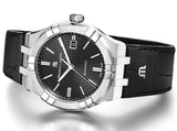 Maurice Lacroix Aikon Date Automatic Black Dial Black Leather Strap Watch For Men - AI6008-SS001-330-1