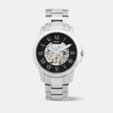Buy Shop Fossil Grant Automatic Skeleton Black Dial Silver Steel Strap Watch for Men - ME3103 USA Online