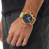 Nixon 51-30 Chrono Blue Dial Gold Steel Strap Watch for Men - A083-2735