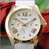 Buy Shop Fossil Cecile White Dial White Leather Strap Watch for Women - AM4486 USA Online