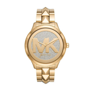 Buy Shop Michael Kors Runway Mercer Crystals Gold Dial Gold Steel Strap Watch For Women - MK6714 USA Online