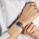 Buy Shop Tissot Lovely Square Blue Dial Silver Mesh Bracelet Watch For Women - T058.109.11.041.00 USA Online