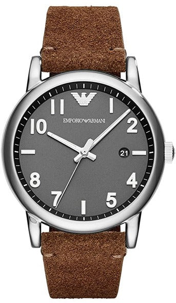 Buy Shop Emporio Armani Luigi Quartz Gray Dial Brown Leather Strap Watch For Men - AR11070 USA Online