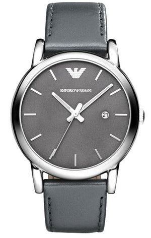 Buy Shop Emporio Armani Classic Quartz Grey Dial Grey Leather Strap Watch For Men - AR1730 USA Online
