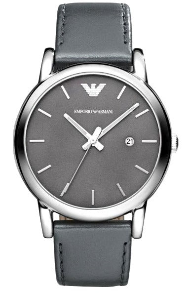 Buy Shop Emporio Armani Classic Quartz Grey Dial Grey Leather Strap Watch For Men - AR1730 USA Online