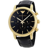 Buy Shop Emporio Armani Luigi Chronograph Black Dial Black Leather Watch For Men - AR1917 USA Online