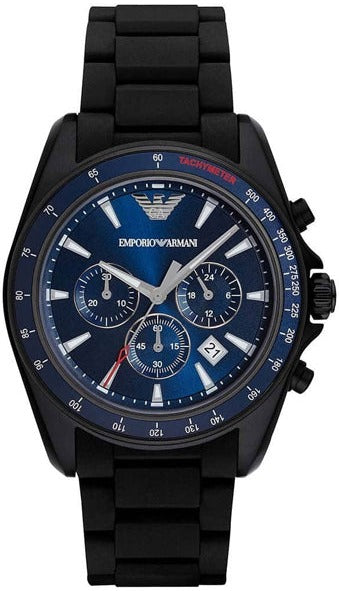 Buy Shop Emporio Armani Sigma Chronograph Blue Dial Black Silicone Strap Watch For Men - AR6121 USA Online