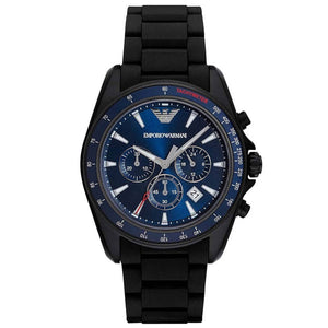 Buy Shop Emporio Armani Sigma Chronograph Blue Dial Black Silicone Strap Watch For Men - AR6121 USA Online