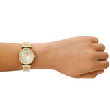 Buy Shop Emporio Armani Gianni T Bar Analog Crystals Gold Dial Gold Steel Strap Watch For Women - AR11608 USA Online