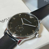 Buy Shop Emporio Armani Gianni Quartz Black Dial Black Leather Strap Watch For Men - AR0382 USA Online
