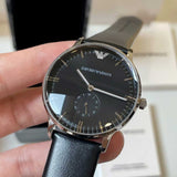 Buy Shop Emporio Armani Gianni Quartz Black Dial Black Leather Strap Watch For Men - AR0382 USA Online