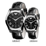 Buy Shop Emporio Armani Velente Black Dial Black Leather Strap Watch For Women - AR0644 USA Online