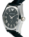 Emporio Armani Valente Black Dial Black Leather Strap Watch For Men - AR0643