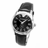 Buy Shop Emporio Armani Velente Black Dial Black Leather Strap Watch For Women - AR0644 USA Online