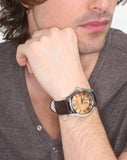 Buy Shop Emporio Armani Classic Quartz Beige Dial Brown Leather Strap Watch For Men - AR0646 USA Online