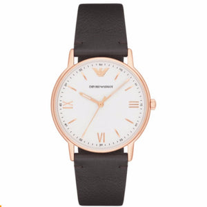 Buy Shop Emporio Armani Dress Quartz White Dial Brown Leather Strap Watch For Men - AR11011 USA Online