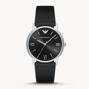 Buy Shop Emporio Armani Kappa Analog Quartz Black Dial Black Leather Strap Watch For Men - AR11013 USA Online