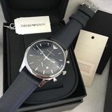 Buy Shop Emporio Armani Lambda Chronograph Blue Dial Blue Leather Strap Watch For Men - AR11018 USA Online
