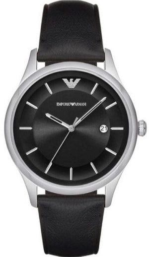 Buy Shop Emporio Armani Lambda Classic Quartz Black Dial Black Leather Strap Watch For Men - AR11020 USA Online