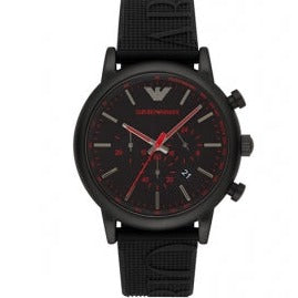 Buy Shop Emporio Armani Luigi Chronograph Black Dial Black Rubber Strap Watch For Men - AR11024 USA Online