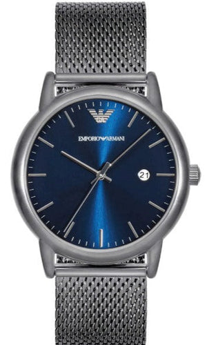 Buy Shop Emporio Armani Luigi Quartz Blue Dial Grey Mesh Bracelet Watch For Men - AR11053 USA Online