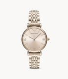 Emporio Armani T-Bar Gianni Rose Gold Dial Rose Gold Steel Strap Watch For Women - AR11059