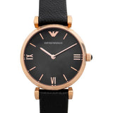 Buy Shop Emporio Armani Gianni T Bar Black Mother of Pearl Dial Black Leather Strap Watch For Women - AR11060 USA Online