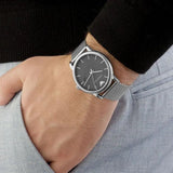 Buy Shop Emporio Armani Luigi Analog Black Dial Silver Mesh Bracelet Watch For Men - AR11272 USA Online