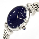 Buy Shop Emporio Armani Gianni T Bar Dark Blue Dial Silver Stainless Steel Watch For Women - AR11091 USA Online