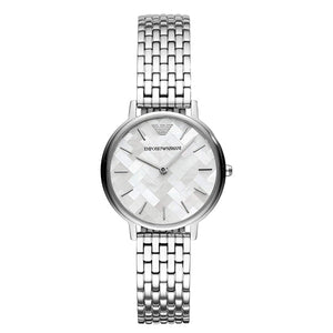Buy Shop Emporio Armani Mother of Pearl Dial Silver Steel Strap Watch For Women - AR11112 USA Online